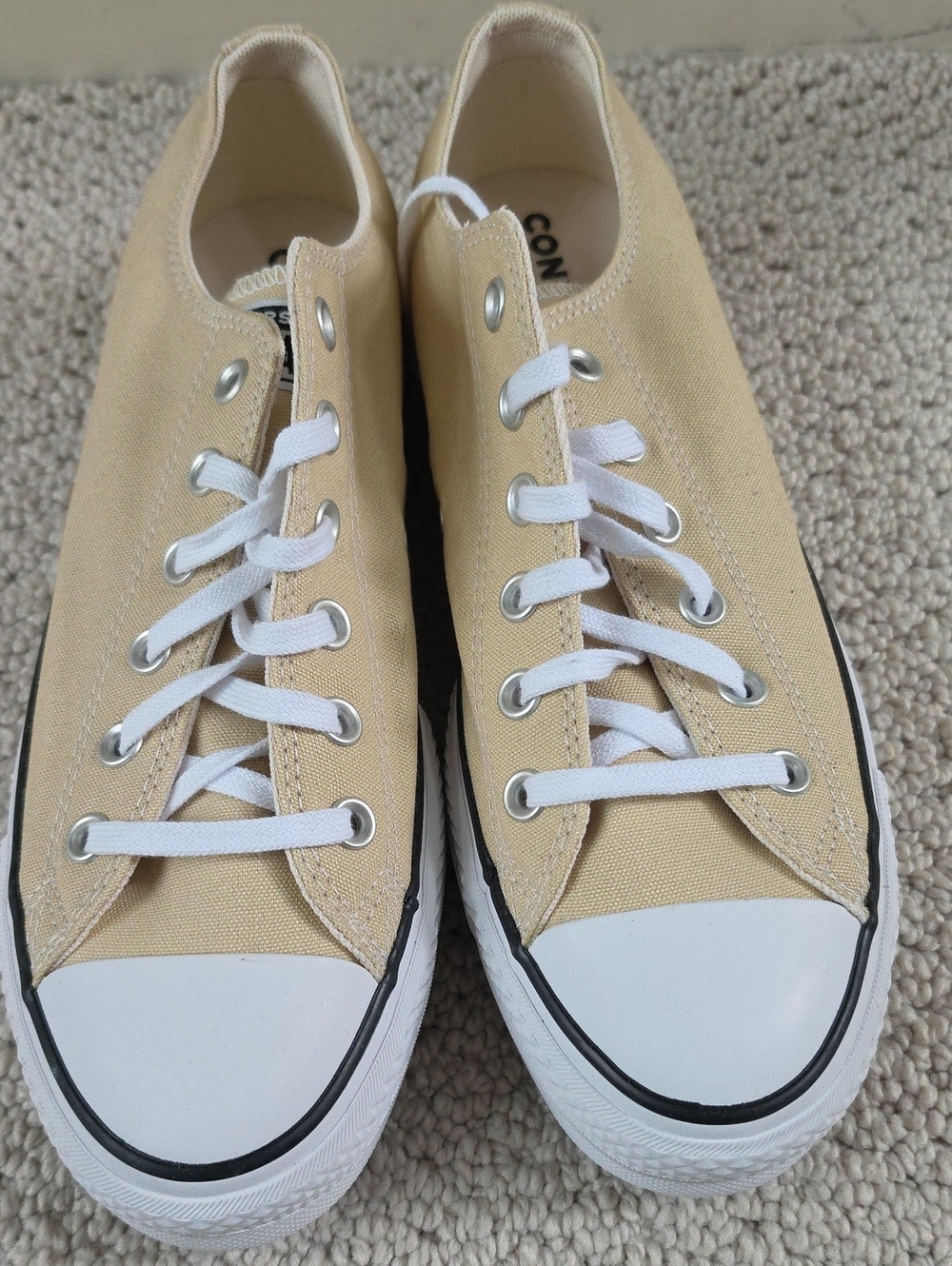 Converse Low Top Canvas Sneakers in Pale Yellow and White